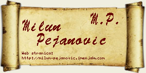 Milun Pejanović vizit kartica